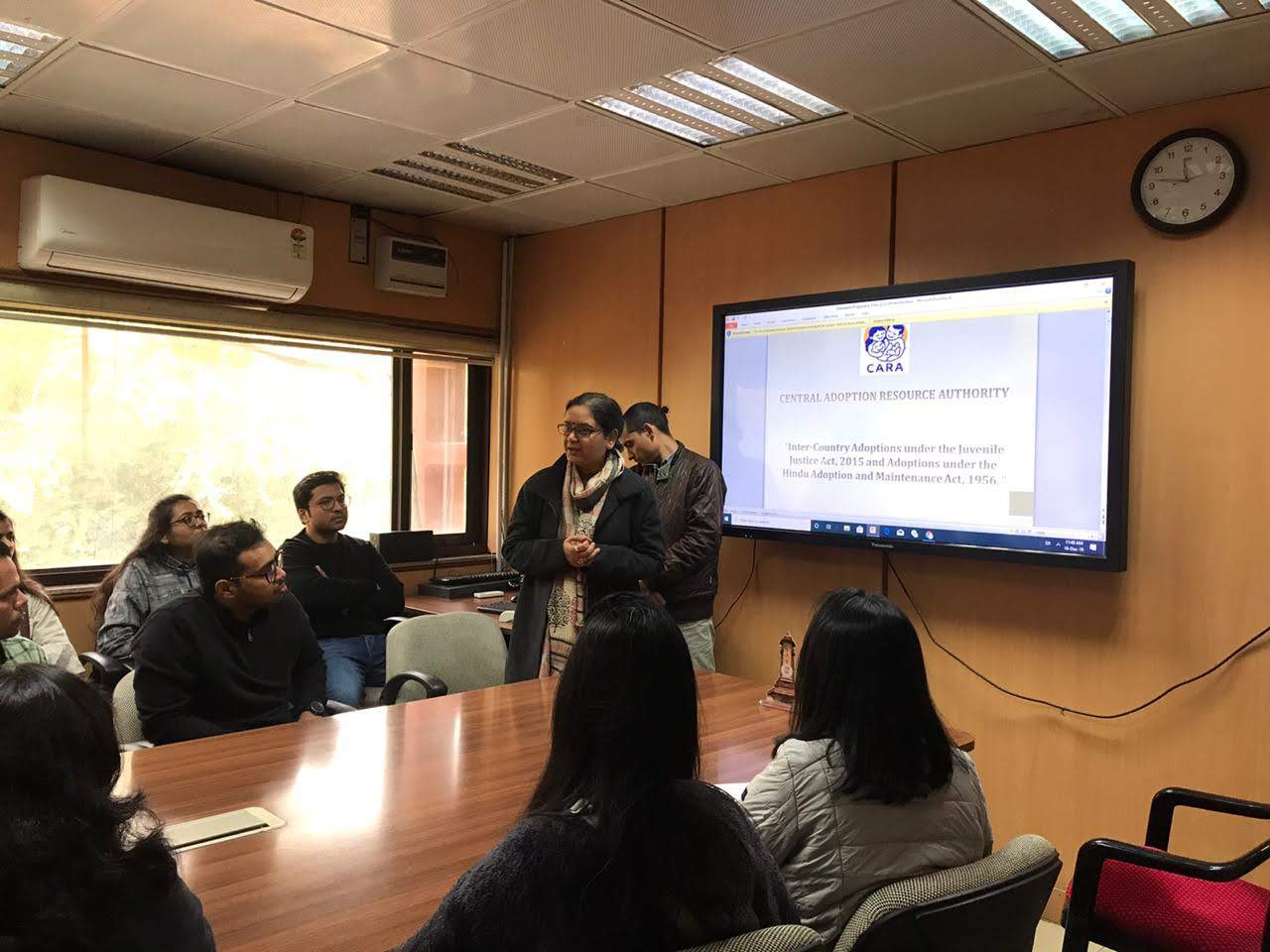 Visit of Students from University School of Law, Gujarat University to CARA. A lecture was provided on the working of CARA, JJ Act 2015 and Adoption Regulations 2017 on 18th December, 2019.